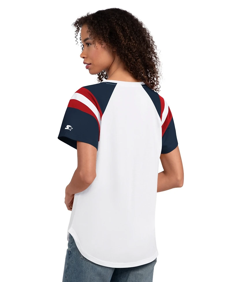 Starter Women's White Atlanta Braves Game On Notch Neck Raglan T-Shirt