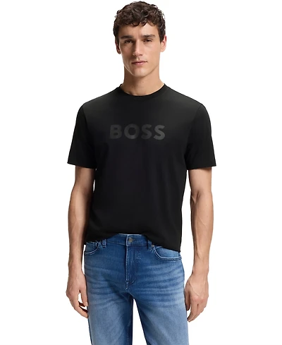Boss by Hugo Men's Cotton-Jersey Logo Artwork Regular-Fit T-Shirt