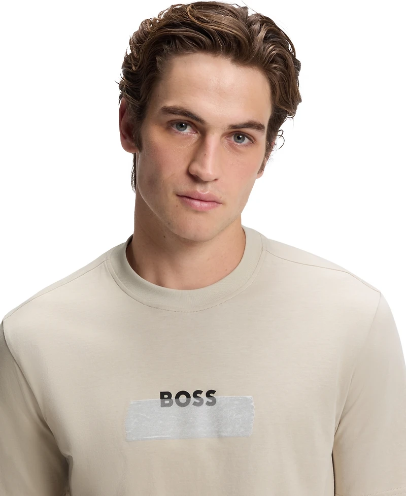 Boss by Hugo Men's Cotton-Jersey Logo Artwork Regular-Fit T-Shirt
