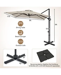 Gouun 11 x 9 Ft Rectangular Cantilever Patio Umbrella with Tilt