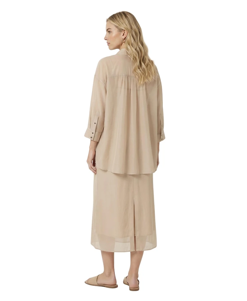 Modenaire Women's Sheer Layered Midi Dress Set