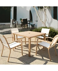 Yiortwo Set of 4 Patio Chairs, Stackable Outdoor Dining Chairs with Arms