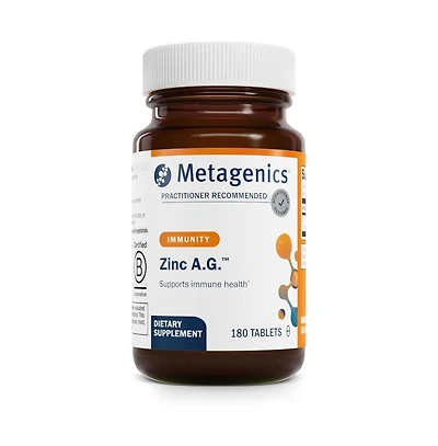 Metagenics Zinc A.g. Highly Absorbable Zinc with Arginine and Glycine Chelates Supports Immune Function, Bone Health, Skin and Energy 180 Tablets