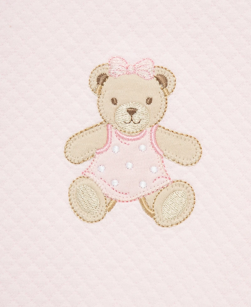 Little Me Baby Girls' Dainty Bears Quilt Long-Sleeve Top, Pants and Hat, 3-Piece Set