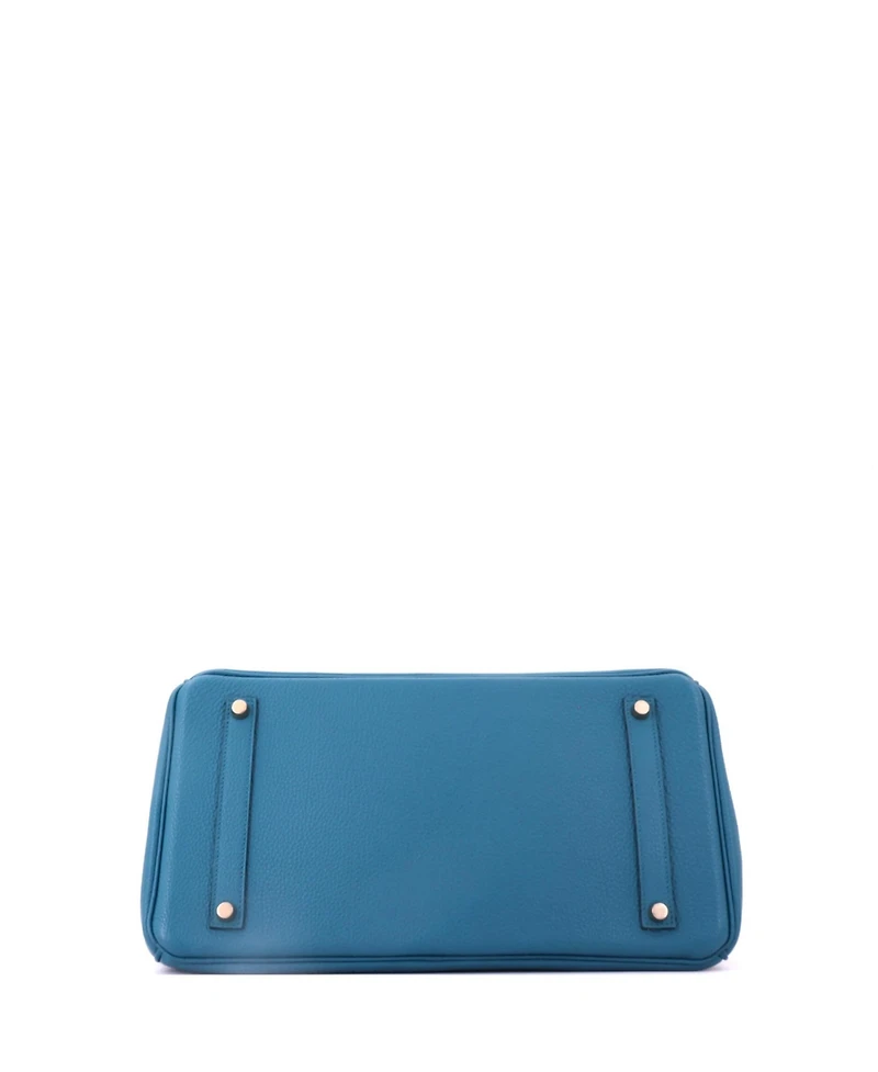 Pre-Owned HERMES Birkin 35 Handbag Blue Togo with Gold Hardware