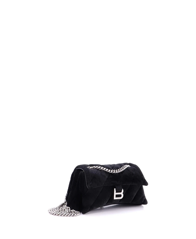Pre-Owned Balenciaga Small Crush Chain Flap Bag Quilted Velvet