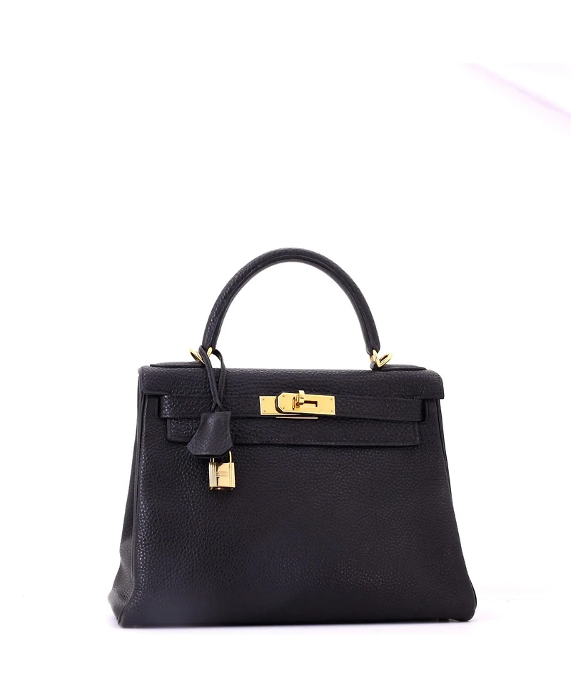 Pre-Owned HERMES Kelly 28 Handbag Black Togo with Gold Hardware