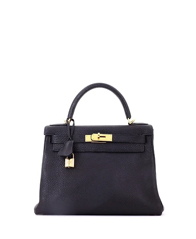 Pre-Owned HERMES Kelly 28 Handbag Black Togo with Gold Hardware