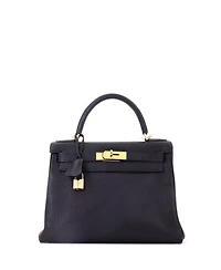 Pre-Owned HERMES Kelly 28 Handbag Black Togo with Gold Hardware