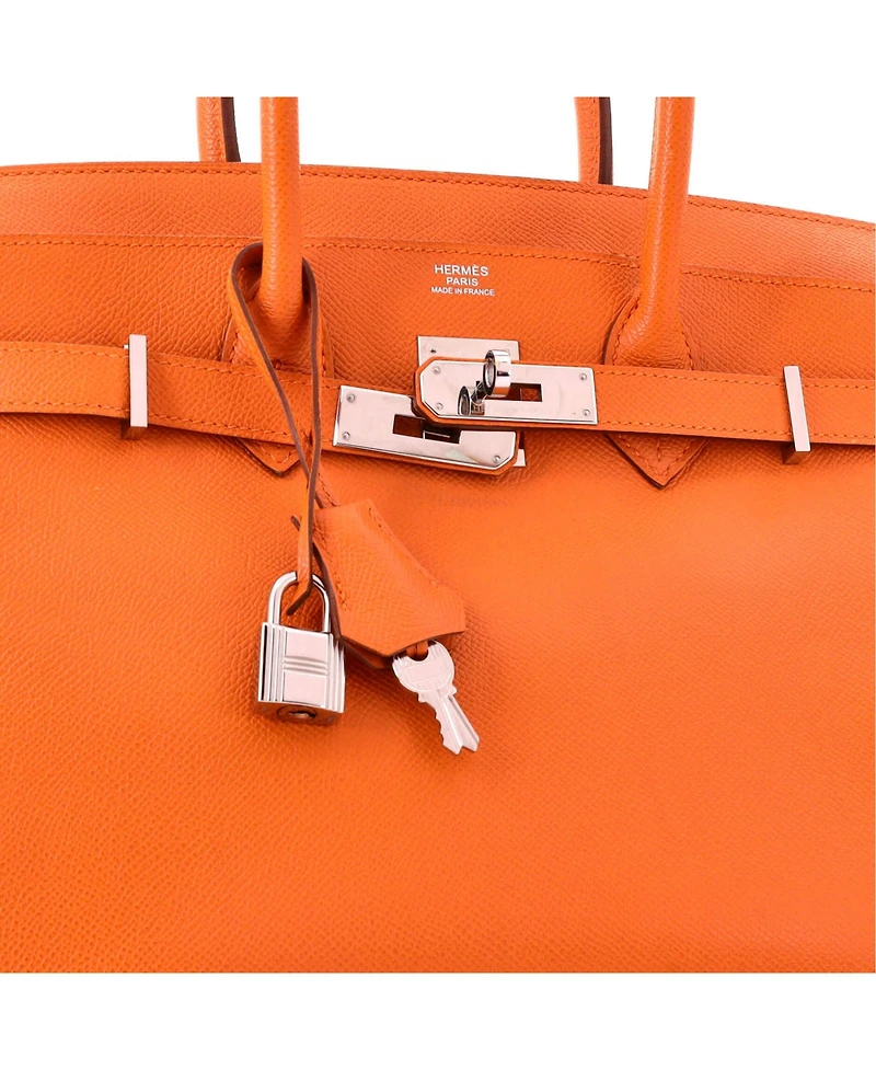 Pre-Owned HERMES Birkin 30 Handbag Orange Epsom with Palladium Hardware