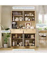 homfan 71-Inch Tall Kitchen Pantry with Charging Station, Drawers and Doors, Storage Hutch for Dining Room