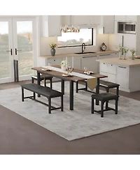 homfan Extendable Rectangular Dining Table, Water Resistant Engineered Wood Table with Metal Legs, Easy Assembly Stylish Home Dining Furniture