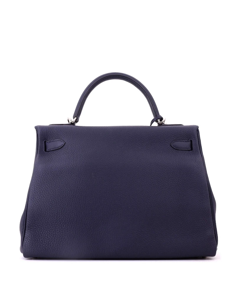 Pre-Owned HERMES Kelly 32 Handbag Blue Togo with Palladium Hardware