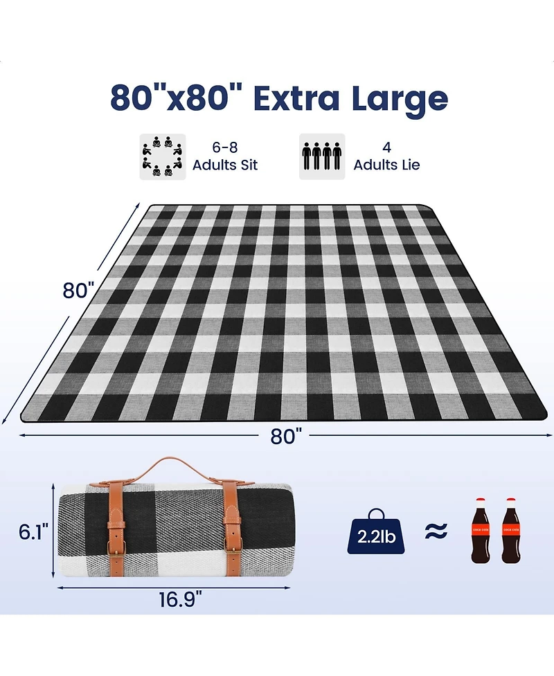 Aofar Picnic Blanket Waterproof Foldable Beach Outdoor Camping Park