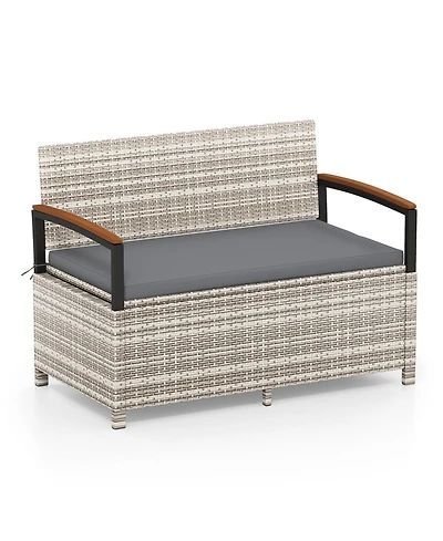 Slickblue Patio Storage Bench with Cushion and Deck Box Storage Compartment