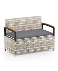Slickblue Patio Storage Bench with Cushion and Deck Box Storage Compartment
