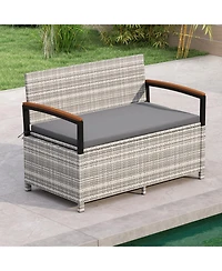 Slickblue Patio Storage Bench with Cushion and Deck Box Storage Compartment
