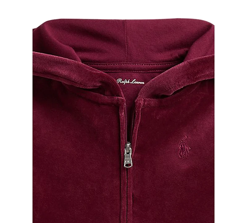 Polo Ralph Lauren Baby Girls' Lace Trim Velour Hoodie and Jogger Pants, 2-Piece Set