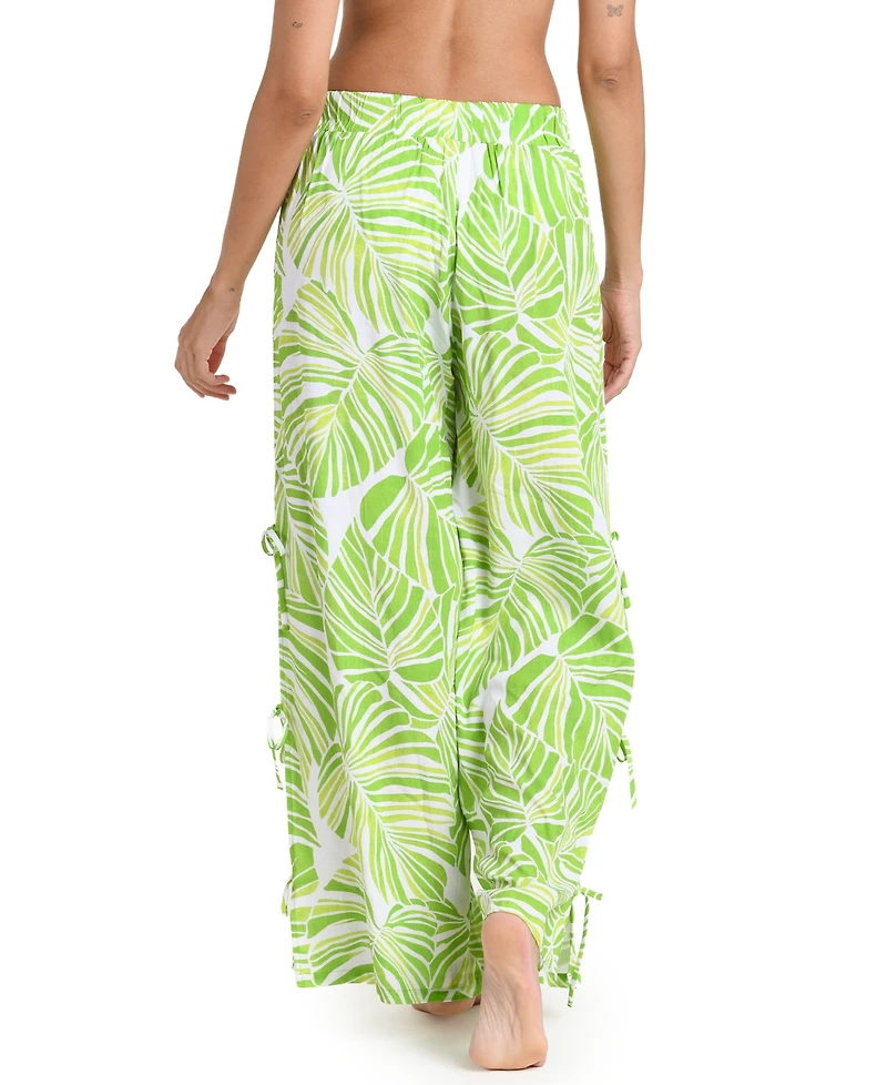 La Blanca Women's Serene Palm Print Pull-On Swim Cover Up Pants