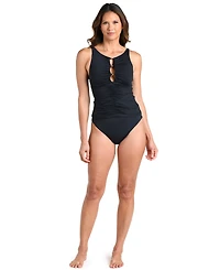 La Blanca Women's Island Goddess High Neck Tankini Top