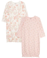 Little Me Baby Girls' Long-Sleeve Floral Sleeper Gowns, 2-Pack