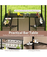 Gymax 3-Piece Outdoor Bbq Canopy w/ Bar Table and 2 Foldable Chairs Set for Patio