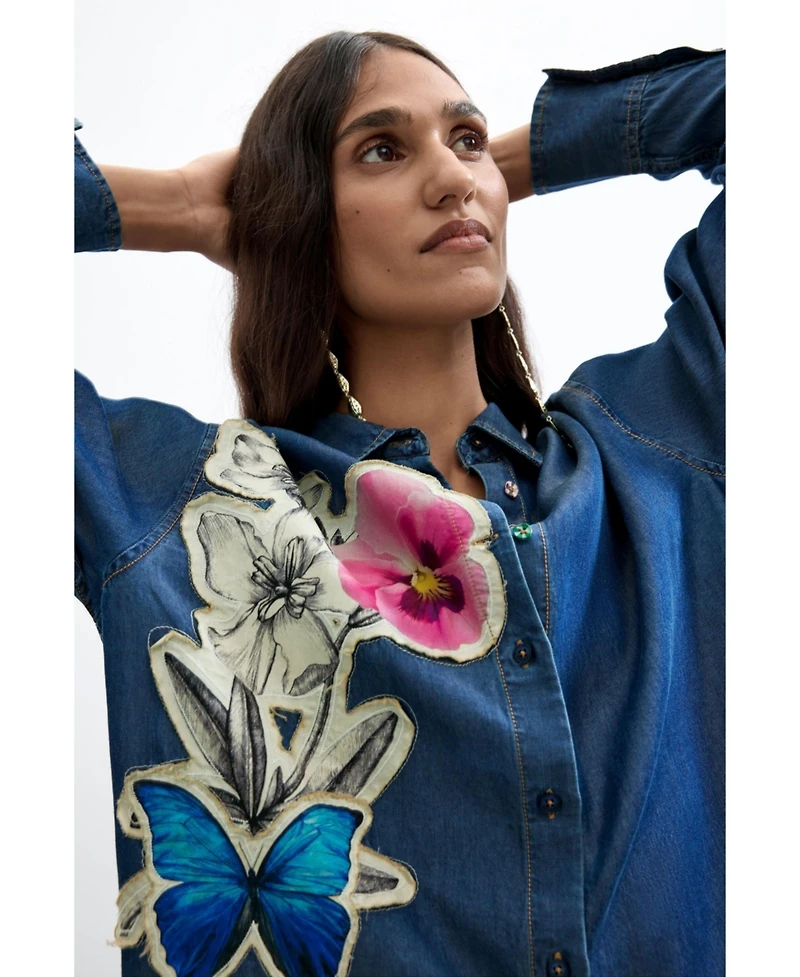 Desigual Women's Embroidered flower shirt