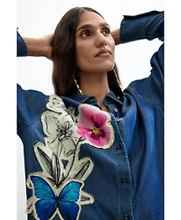 Desigual Women's Embroidered flower shirt