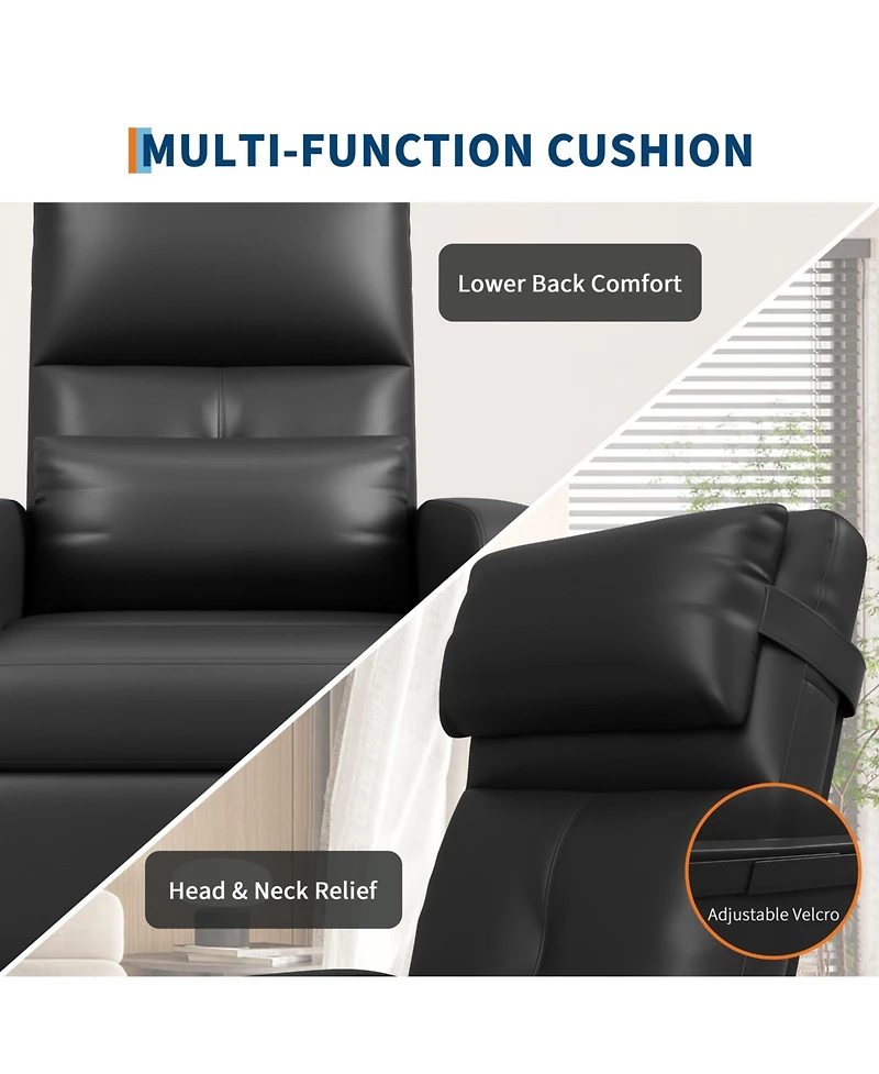 homfan Ergonomic Pu Leather Power Recliner for Adults, Adjustable Single Sofa with Tall Back, Wide Arms, Padded Seat and Side Pocket