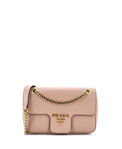 Pre-Owned Prada Small Pattina Flap Shoulder Bag Saffiano Leather