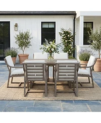 Asagikoiai 7-Piece Acacia Wood Outdoor Dining Set, Modern Patio Table and 6 Chairs