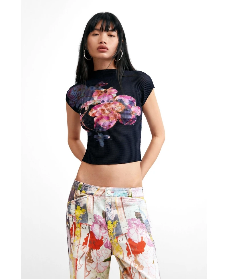 Desigual Women's Printed High Neck Blouse