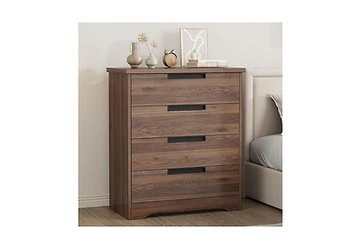 homfan 4-Drawer Dresser for Bedroom,Chest of Drawers with Embedded Handles Design, Wooden Organizer Living Room, Hallway and Entryway