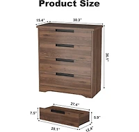 homfan 4-Drawer Dresser for Bedroom,Chest of Drawers with Embedded Handles Design, Wooden Organizer Living Room, Hallway and Entryway
