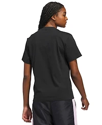 adidas Women's Gingham Big Logo Graphic Crewneck Cotton T-Shirt