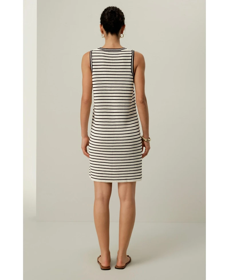 Lilysilk Women's Toscana Striped Pointelle Dress