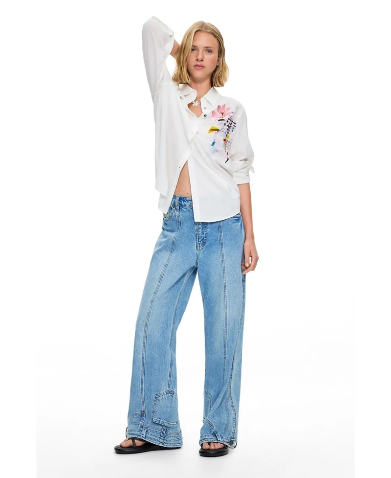 Desigual Women's Embroidered floral shirt