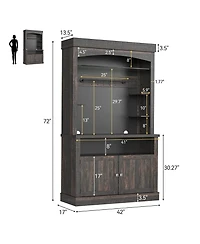 homfan 42-Inch Coffee Bar Cabin et with Led Lights and Storage Shelves for Kitchen Dining Room,