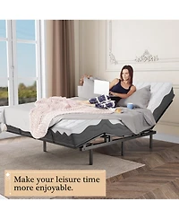 homfan Adjustable Bed Frame, Wireless Remote, Memory Function, Base Head and Foot Lift Incline, Quiet Motor for Reading Watching Tv Fatigue Backache