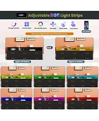 homfan 9 Drawer Dresser for Bedroom, 65" Wide Chest with Led Light and Charging Station, Modern Large Tv Organizer Open Shelf Living Room