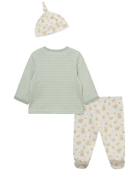 Little Me Baby Boys' Honey Bear Top and Footed Pants Hat, 3-Piece Set