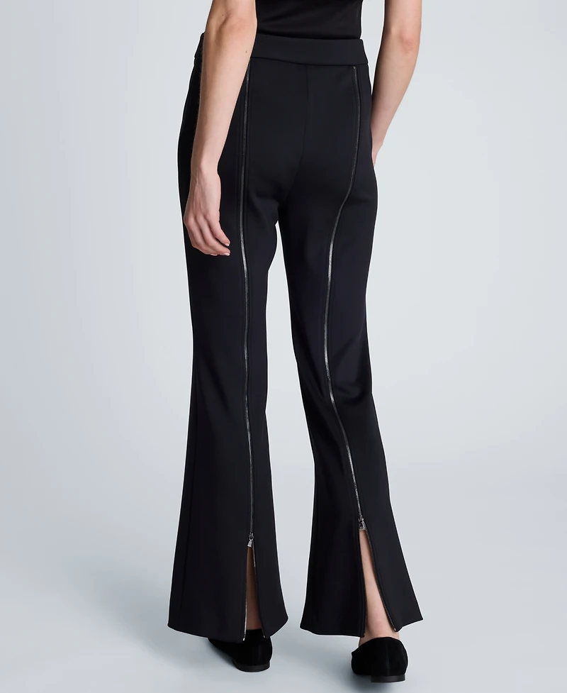 Kenneth Cole Women's High-Rise Zip-Back Flare Pants