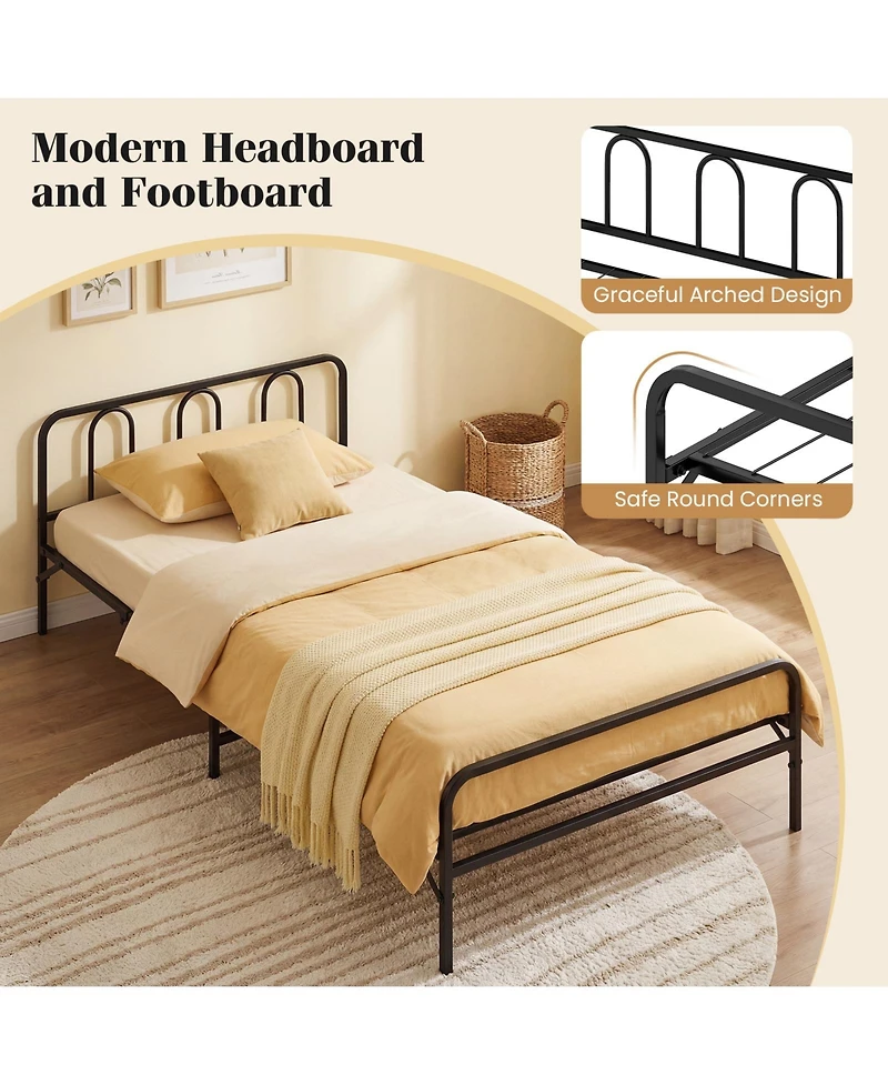 Gymax Twin Foldable Bed Frame With Headboard and Footboard Under-Bed Storage for Dorm