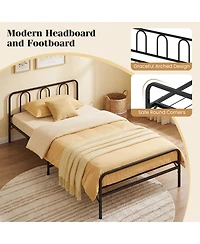 Gymax Twin Foldable Bed Frame With Headboard and Footboard Under-Bed Storage for Dorm