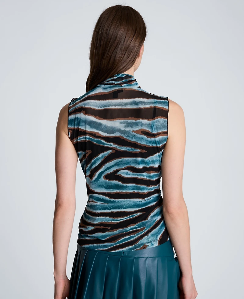 Kenneth Cole Women's Front-Pleated Mock Neck Sleeveless Top