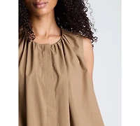 Kenneth Cole Women's High-Low Tent Poplin Top