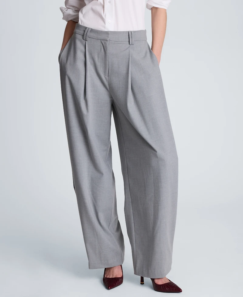 Kenneth Cole Women's High-Rise Accordion Side-Pleat Wide-Leg Pants, Regular And Plus