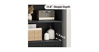 homfan Set of 2 Industrial Bookcase with Doors 71.4" Tall Bookshelf with Storage Shelves for Living Room, Bedroom or Office