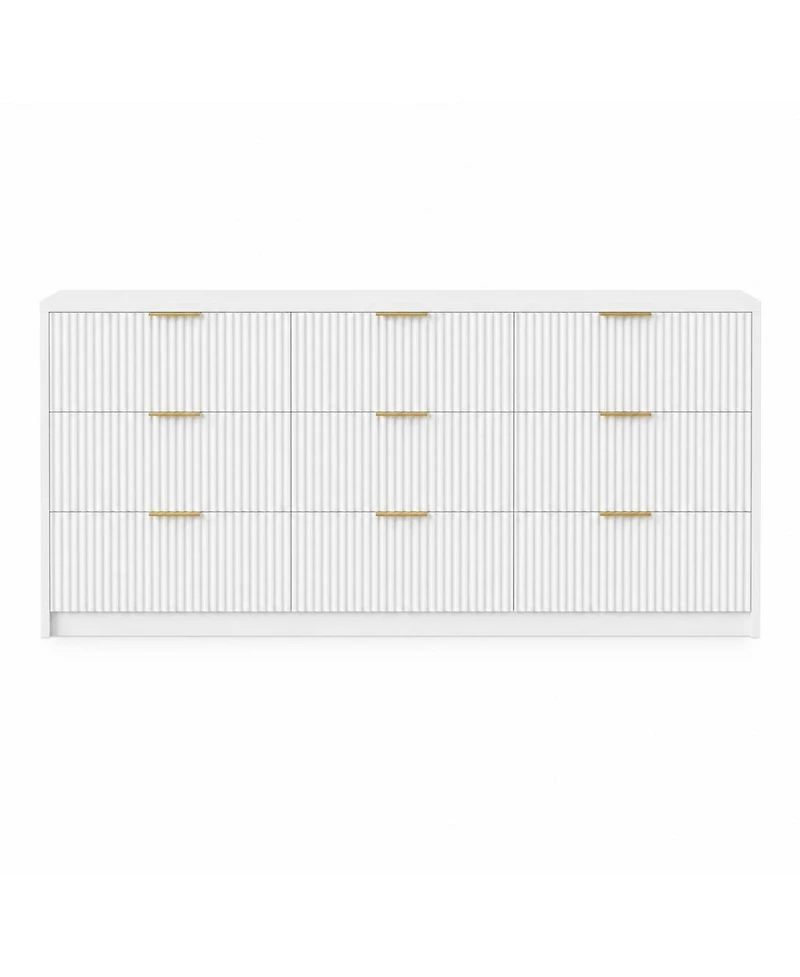 homfan 55" 9-Drawer Storage Cabinet Fluted Organizer Chest for Bedroom or Living Room
