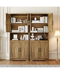 homfan 70 Inch Tall Pantry Cabinet with 4 Doors and Adjustable Shelves, Kitchen Storage Cupboard for Dining Room, Bath, Laundry